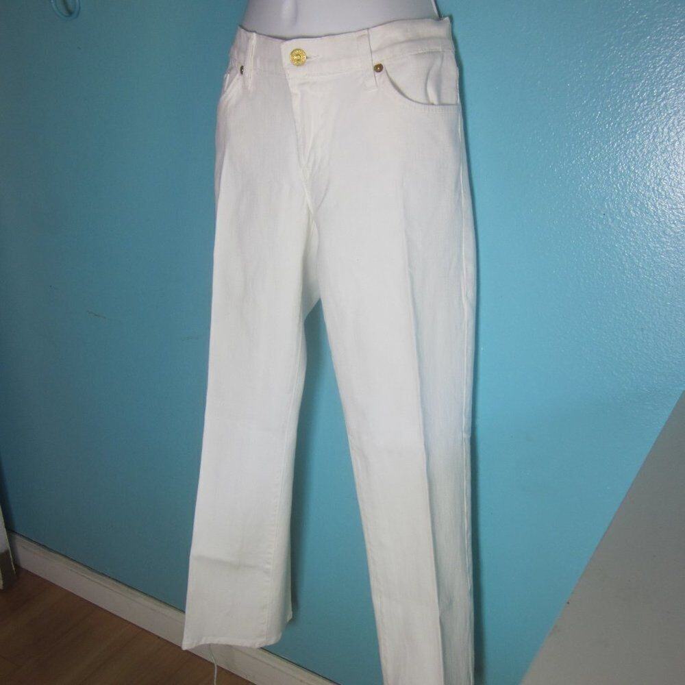 7 for all Mankind Womens Size 30 Crop Bootcut White Denim Jeans Casual Summer